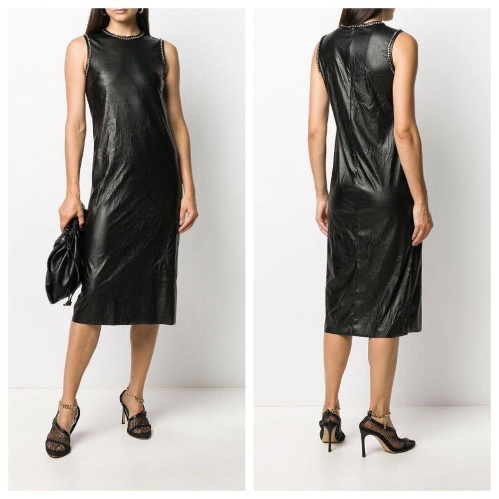 No 21 Crystal Embellished Faux Leather Dress